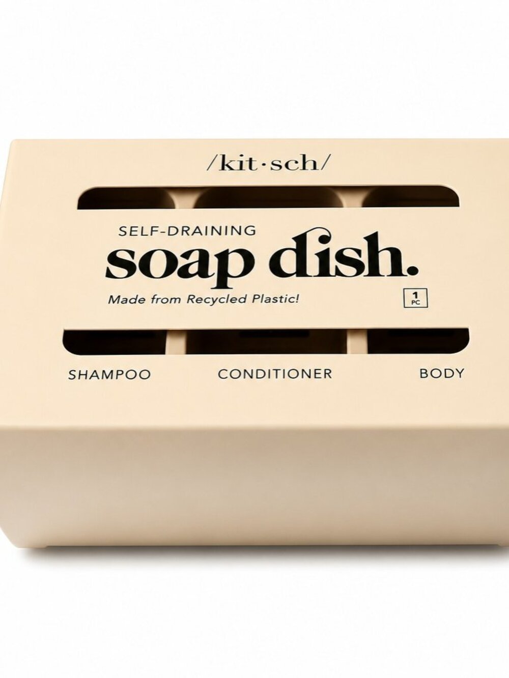 Kitsch Bottle-Free Beauty Self-Draining Soap Dish Terracotta Pink